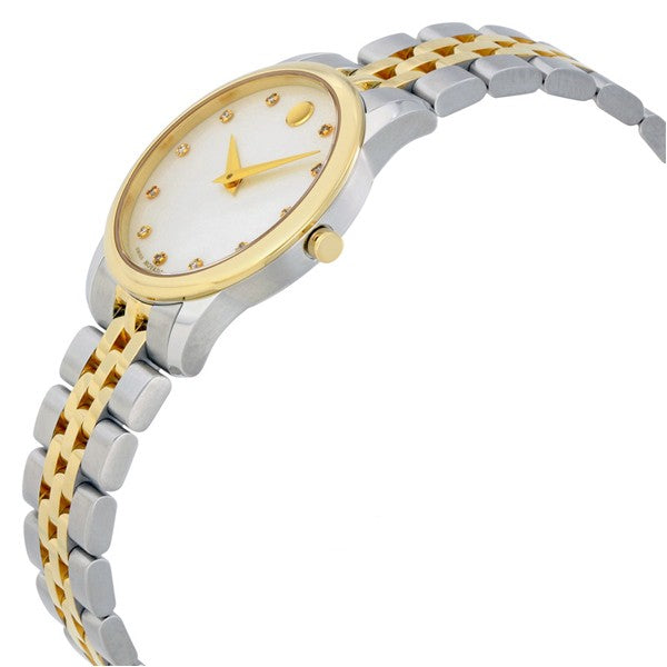 Movado Museum Classic Diamonds Mother of Pearl Dial Two Tone Steel Strap Watch For Women - 0606613