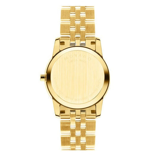 Movado Museum Classic Diamonds Mother of Pearl Dial Gold Steel Strap Watch For Women - 0606998