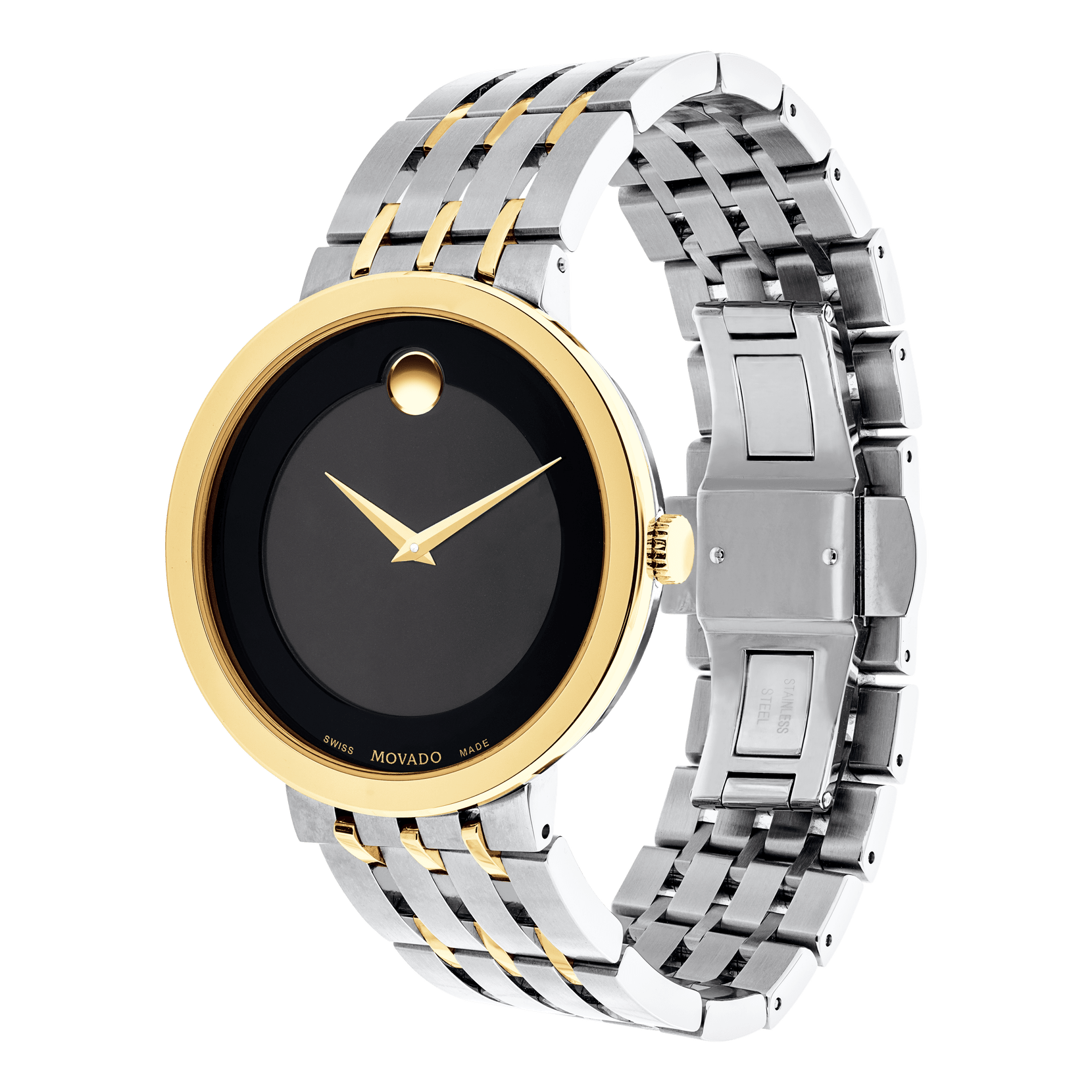 Movado Museum Esperanza Black Dial Two Tone Steel Strap Watch For Men - 0607058