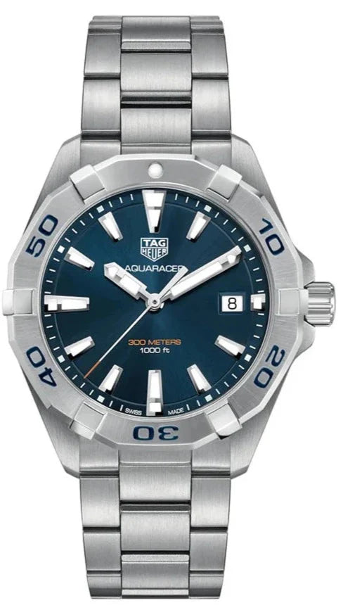 Tag Heuer Aquaracer Blue Dial Silver Steel Strap Watch for Men - WBD1112.BA0928