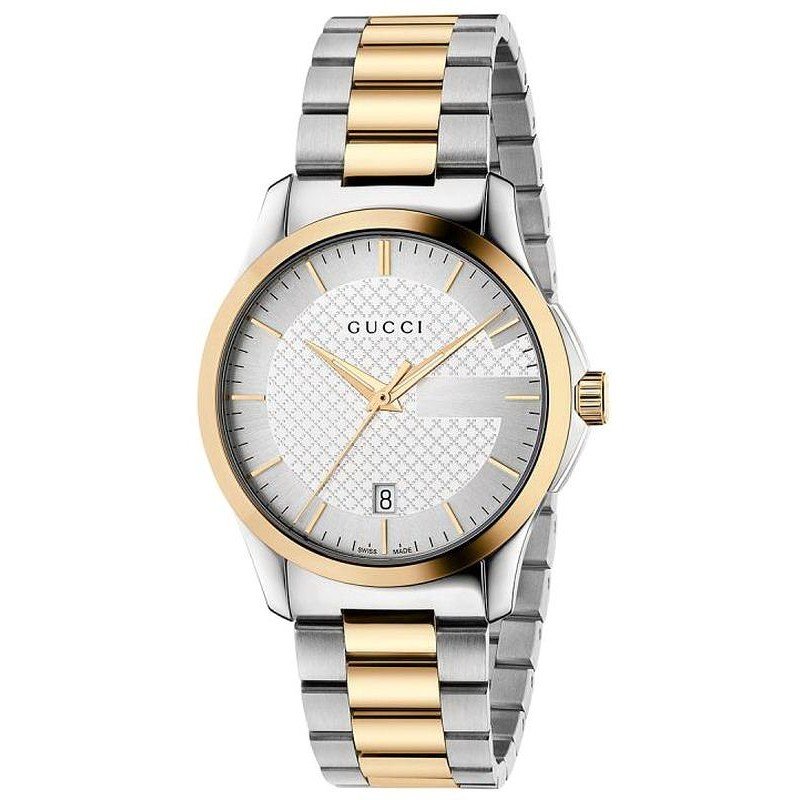 Gucci G Timeless Silver Dial Two Tone Steel Strap Watch For Men - YA126474