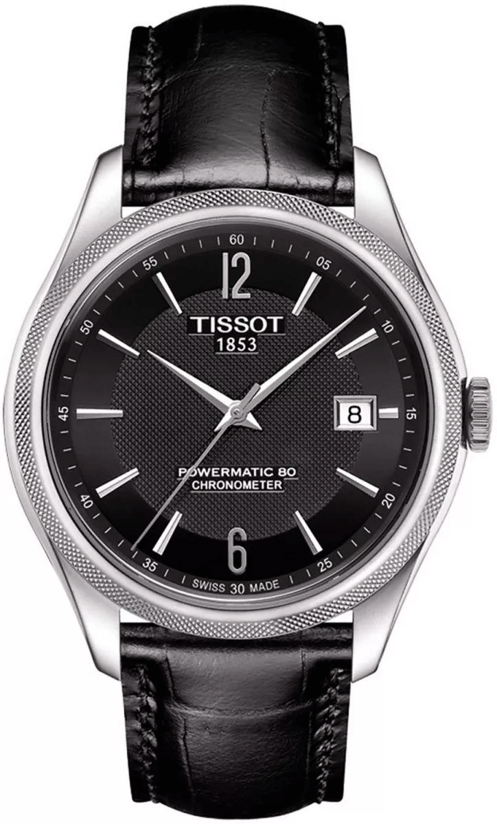 Tissot Ballade Powermatic 80 Cosc Black Dial Black Leather Strap Watch For Men - T108.408.16.057.00