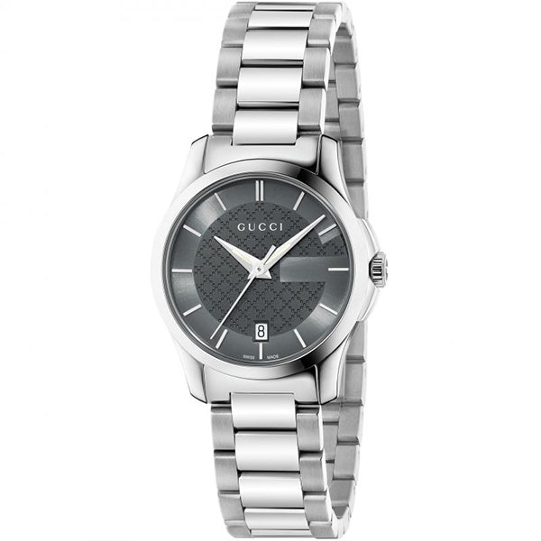 Gucci G Timeless Grey Dial Silver Steel Strap Watch For Women - YA126522
