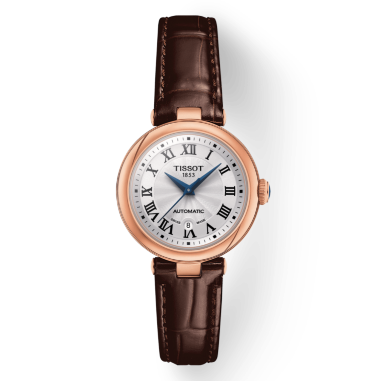 Tissot Bellissima Automatic Silver Dial Brown Leather Strap Watch For Women - T126.207.36.013.00