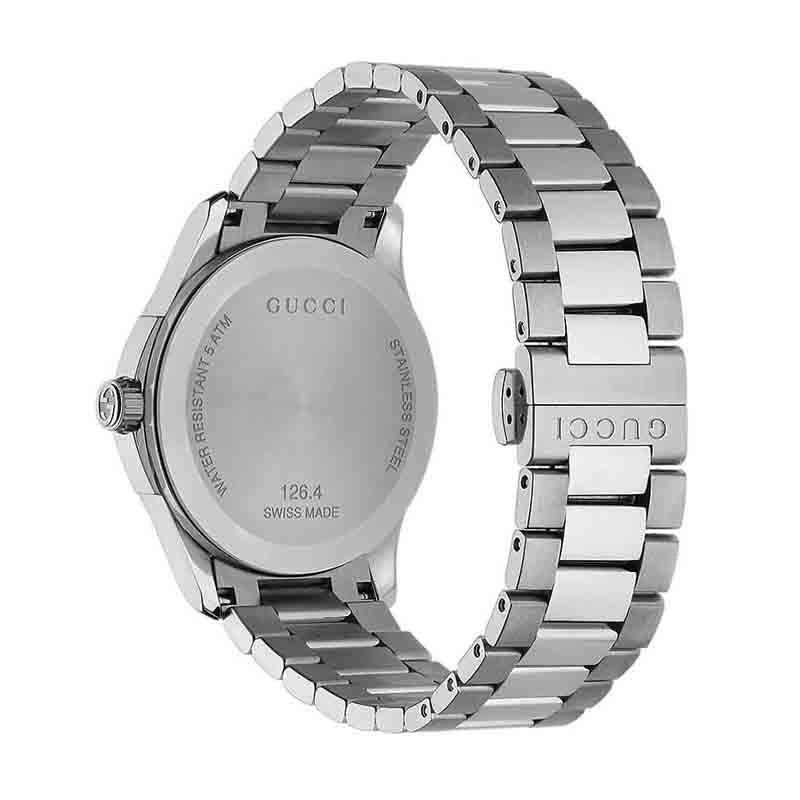 Gucci G Timeless Black Dial Silver Steel Strap Watch For Men - YA126522