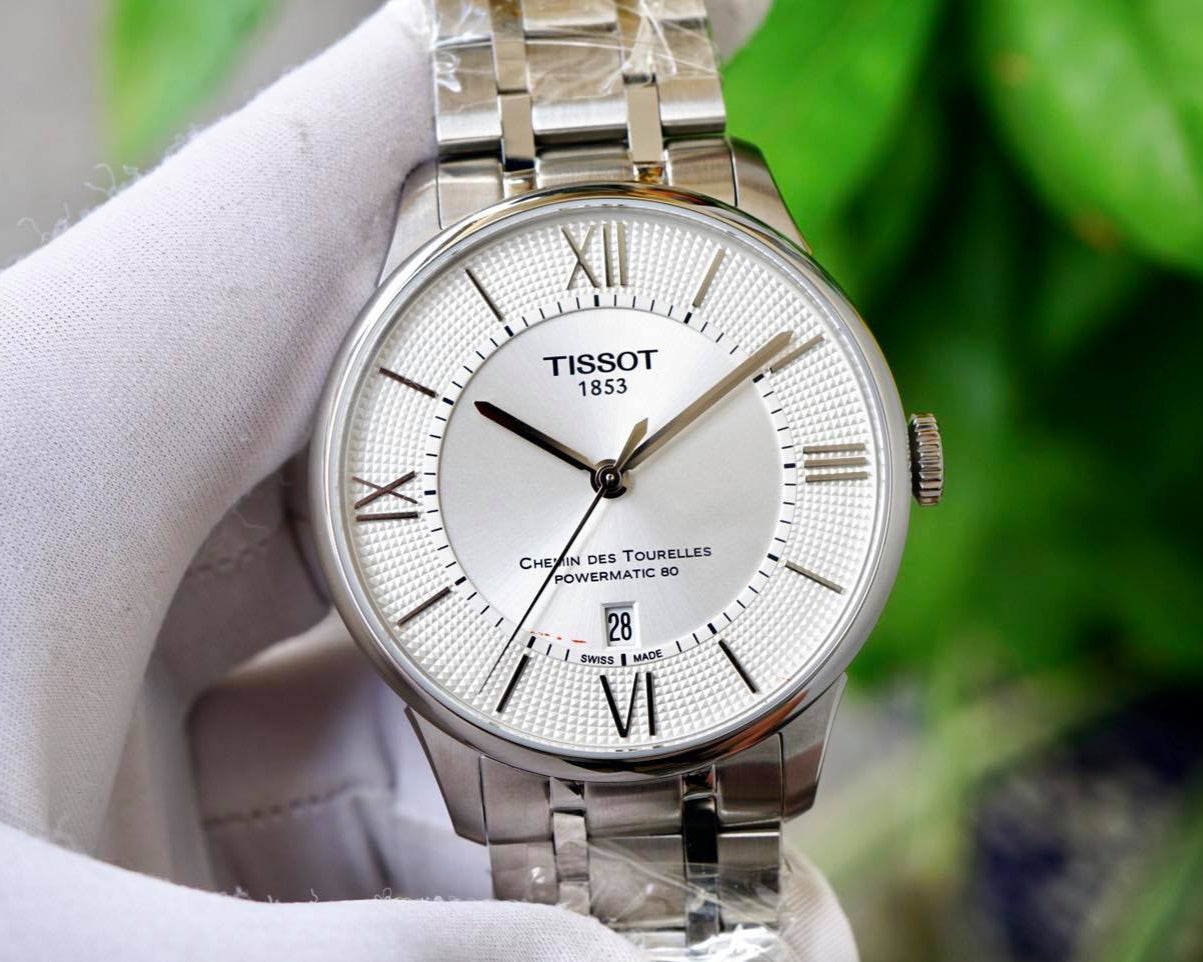Tissot Chemin Des Tourelles Powermatic 80 Silver Dial Silver Steel Strap Watch For Men - T099.407.11.038.00
