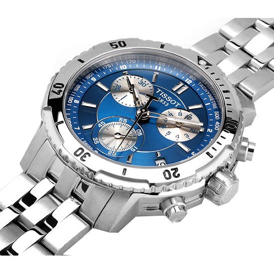 Tissot T Sport PRS 200 Chronograph Blue Dial Silver Steel Strap Watch For Men - T067.417.11.041.00