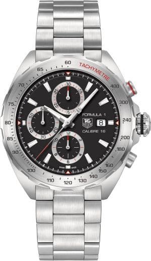 Tag Heuer Formula 1 Calibre 16 Automatic Chronograph Black Dial Silver Steel Strap Watch for Men - CAZ2010.BA0876