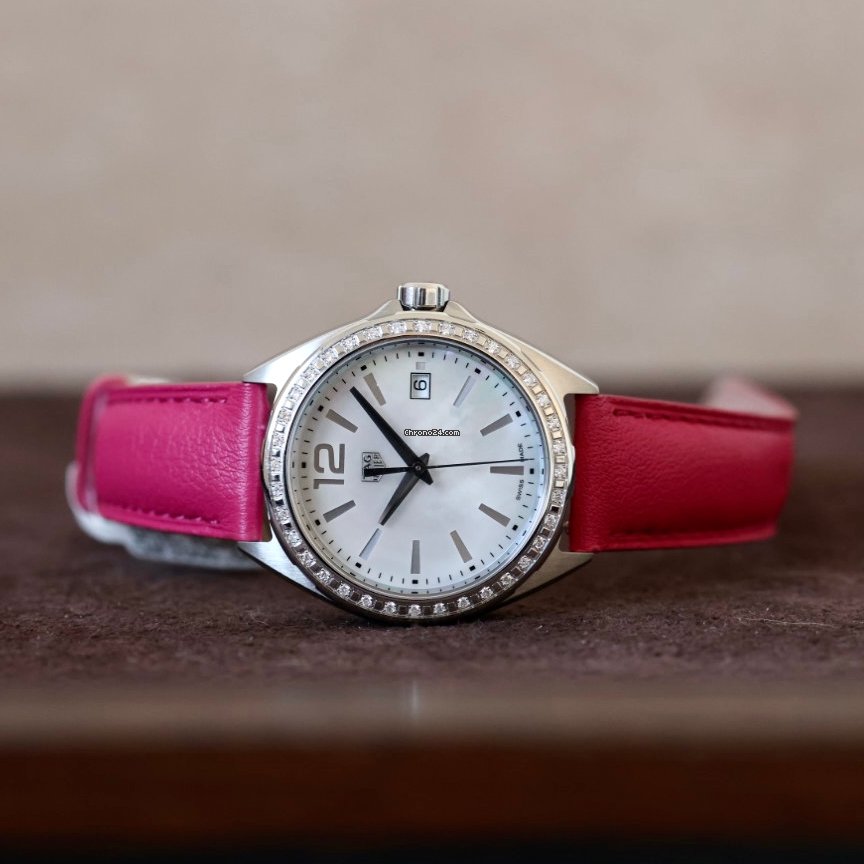 Tag Heuer Formula 1 Quartz Mother of Pearl Dial Pink Leather Strap Watch for Women - WBJ131A.FC8252