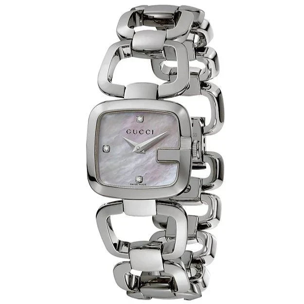 Gucci G Gucci Diamonds Mother of Pearl Dial Silver Steel Strap Watch For Women - YA125502