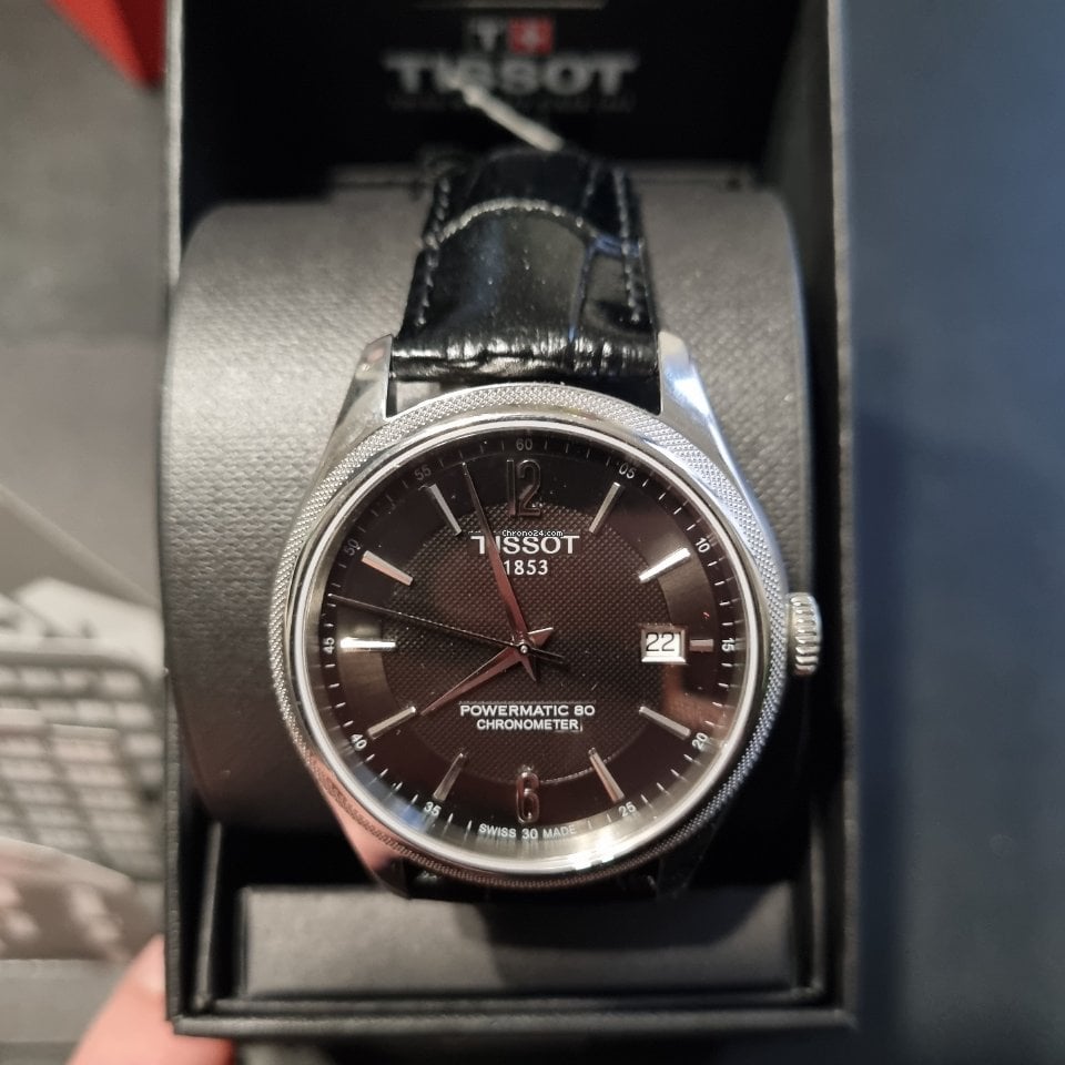 Tissot Ballade Powermatic 80 Cosc Black Dial Black Leather Strap Watch For Men - T108.408.16.057.00