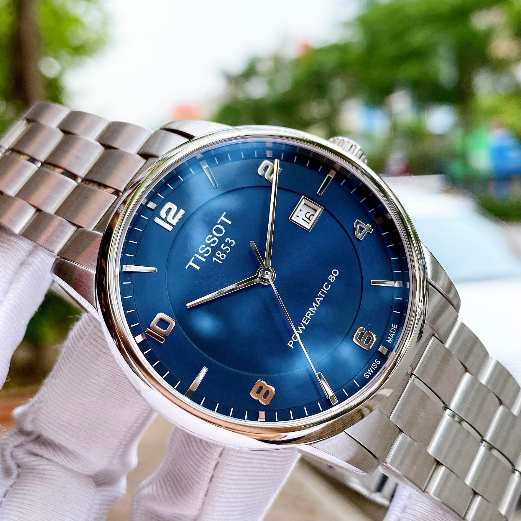 Tissot Luxury Powermatic 80 Blue Dial Silver Steel Strap Watch For Men - T086.407.11.047.00