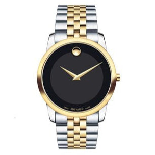Movado Museum Classic Black Dial Two Tone Steel Strap Watch For Women - 0606605