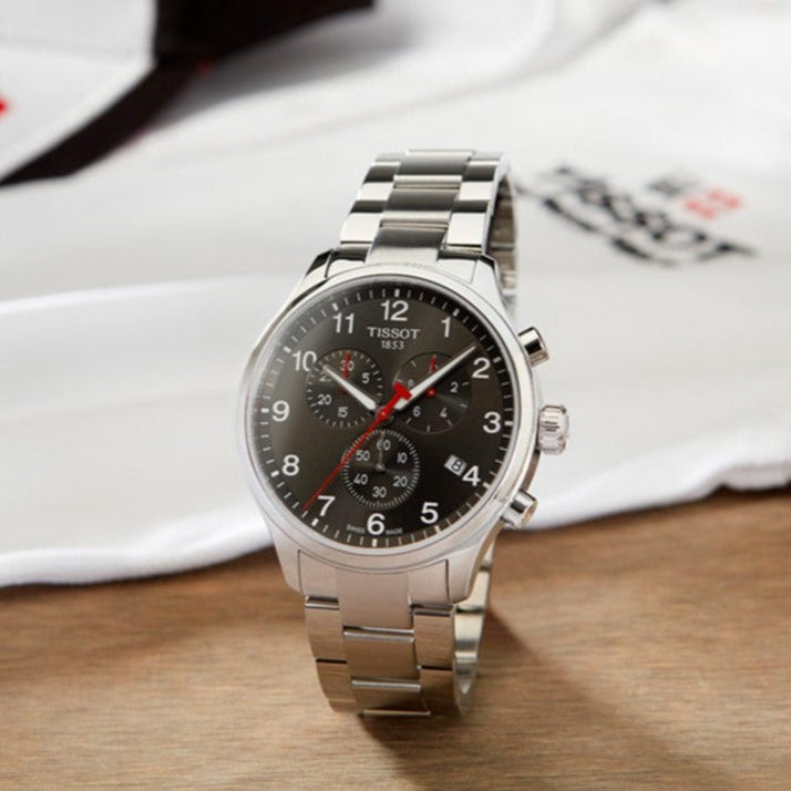 Tissot Chrono XL Black Dial Silver Steel Strap Watch For Men - T116.617.11.057.00