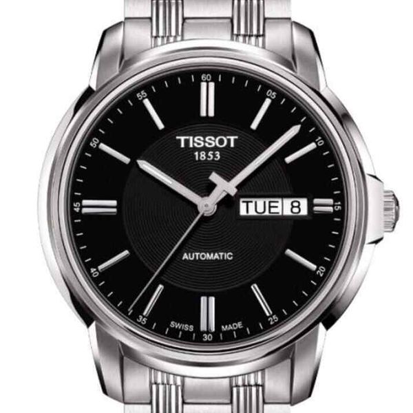 Tissot Automatics III Black Dial Silver Steel Strap Watch For Men - T065.430.11.051.00