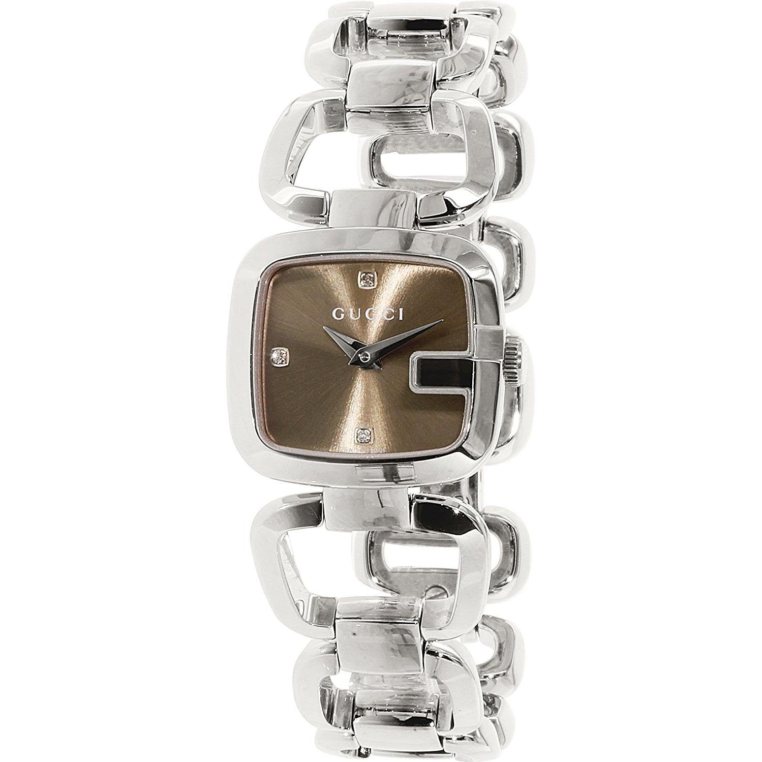 Gucci G Gucci Brown Dial Silver Steel Strap Watch For Women - YA125503