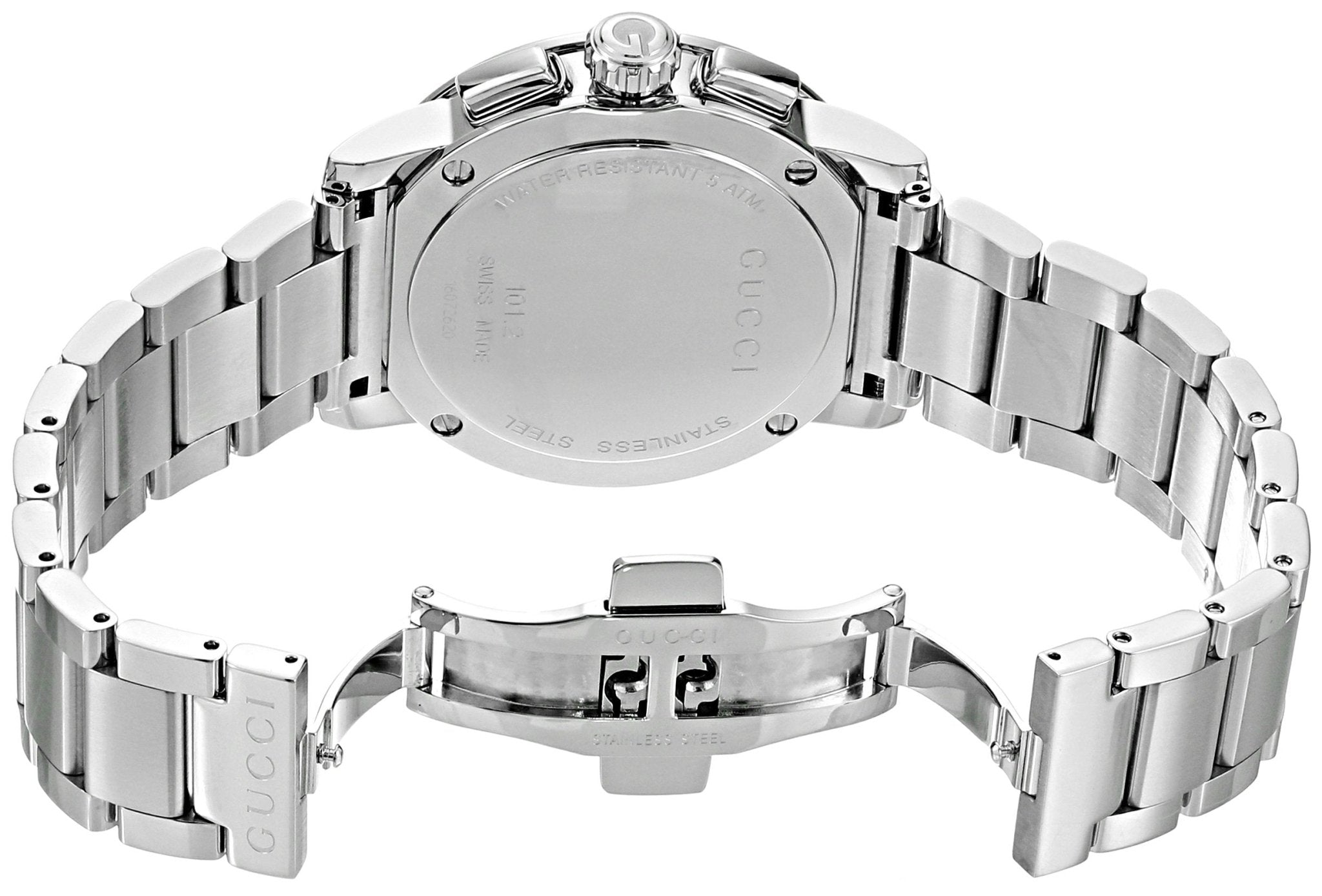 Gucci G Chrono Black Dial Silver Steel Strap Watch For Men - YA101204