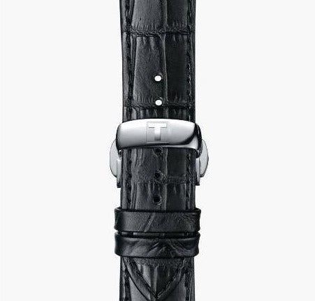 Tissot Chemin Des Tourelles Powermatic 80 Black Dial Black Leather Strap Watch For Men - T099.407.16.058.00