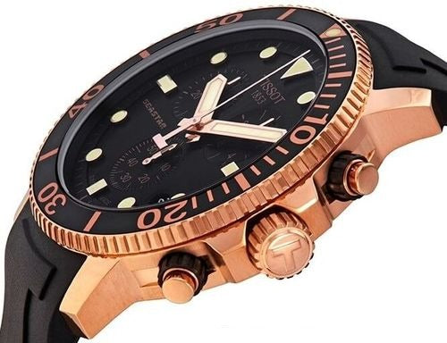 Tissot Seastar 1000 Chronograph Black Dial Black Rubber Strap Watch For Men - T120.417.37.051.00