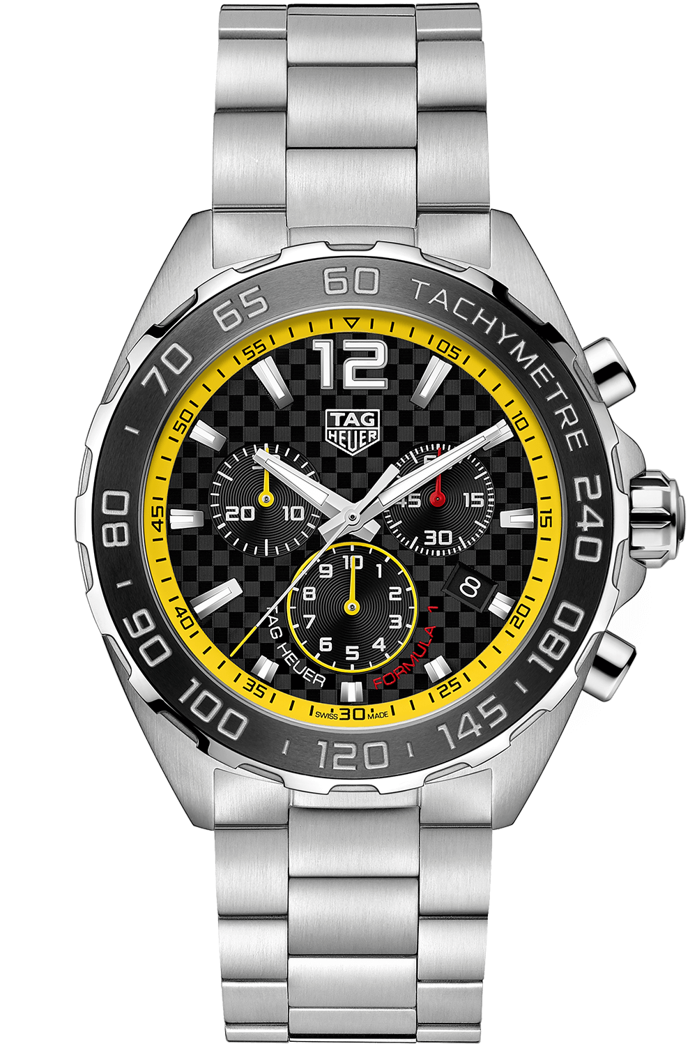 Tag Heuer Formula 1 Chronograph Black Dial Silver Steel Strap Watch for Men- CAZ101AC.BA0842