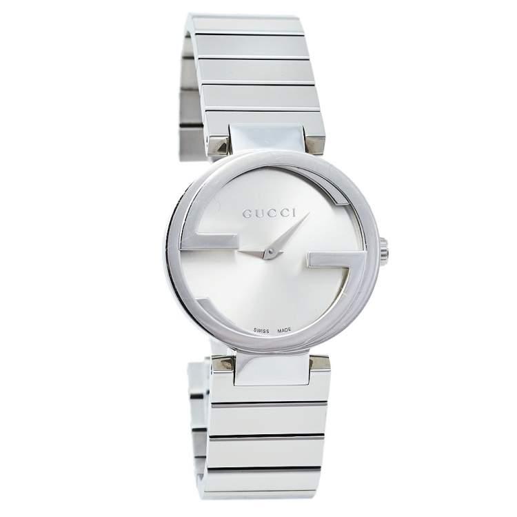 Gucci G Interlocking Silver Dial Silver Steel Strap Watch For Women - YA133503