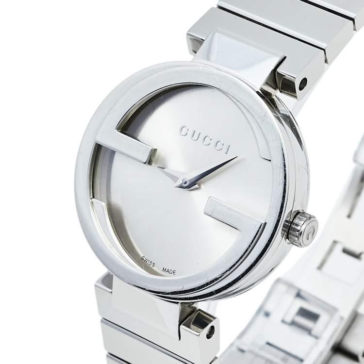 Gucci G Interlocking Silver Dial Silver Steel Strap Watch For Women - YA133503