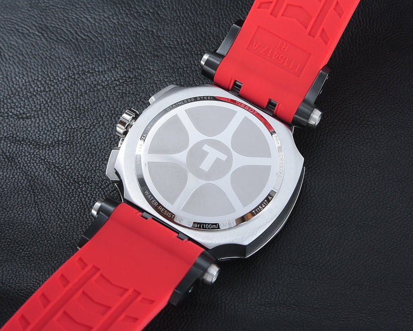 Tissot T Race Chronograph Black Dial Red Silicone Strap Watch For Men - T115.417.27.051.00