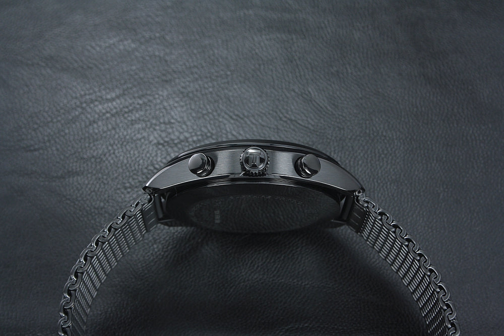 Tissot T Classic PR 100 Chronograph Black Dial Black Mesh Bracelet Watch For Men - T101.417.33.051.00