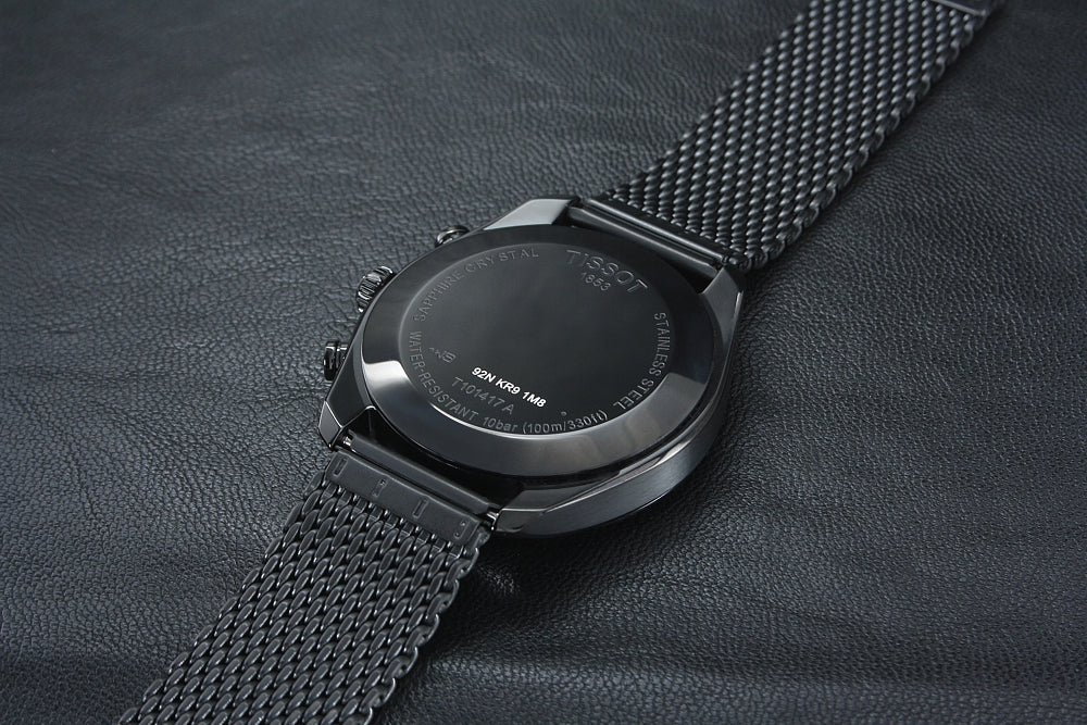 Tissot T Classic PR 100 Chronograph Black Dial Black Mesh Bracelet Watch For Men - T101.417.33.051.00