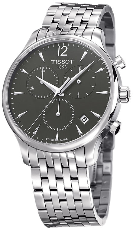 Tissot T Classic Tradition Chronograph Black Dial Silver Steel Strap Watch For Men - T063.617.11.067.00