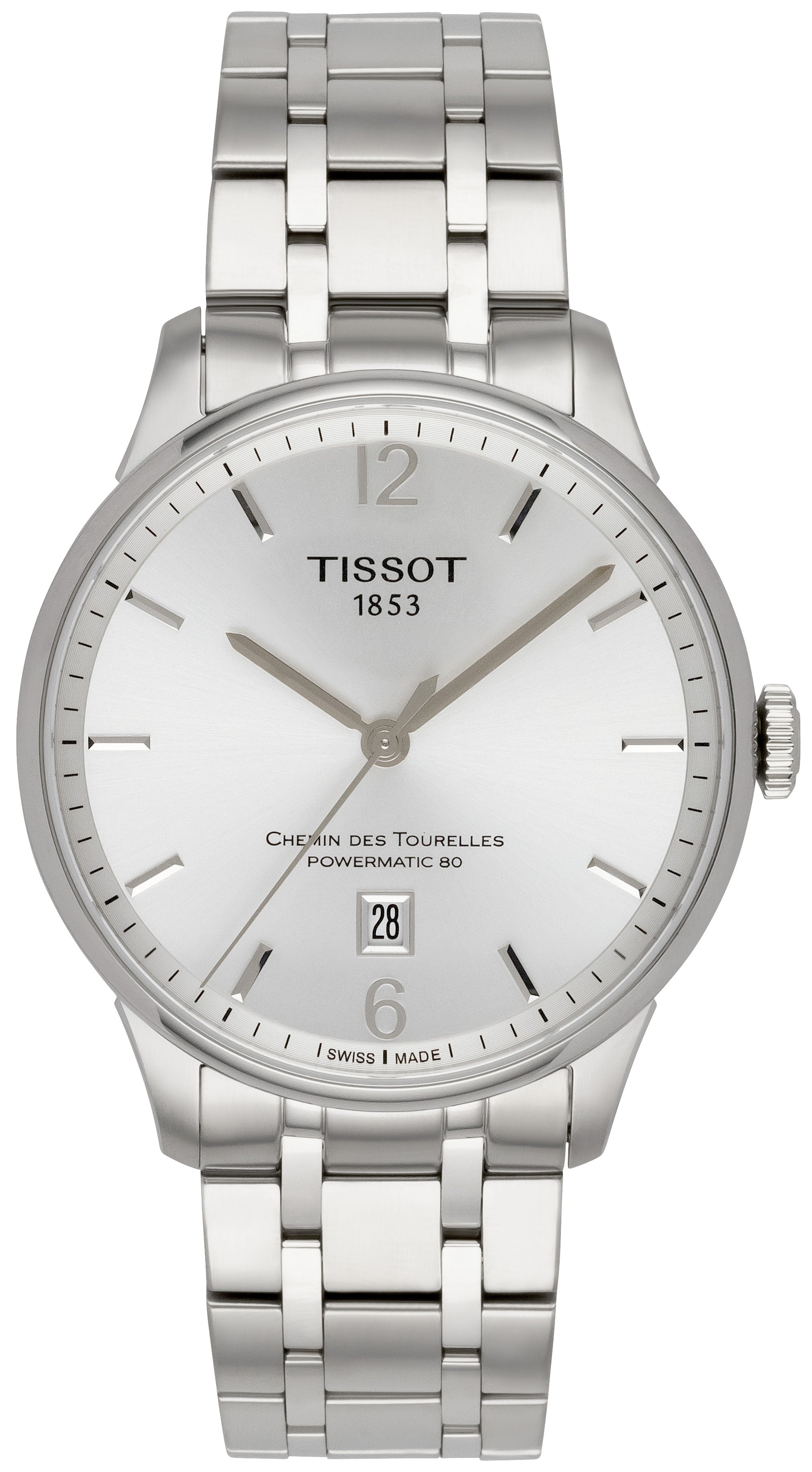 Tissot Chemin Des Tourelles Powermatic 80 Silver Dial Silver Steel Strap Watch For Men - T099.407.11.037.00