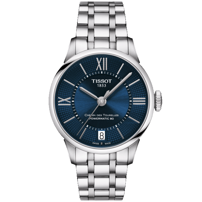 Tissot Chemin Des Tourelles Powermatic 80 Lady Blue Dial Silver Steel Strap Watch For Women - T099.207.11.048.00