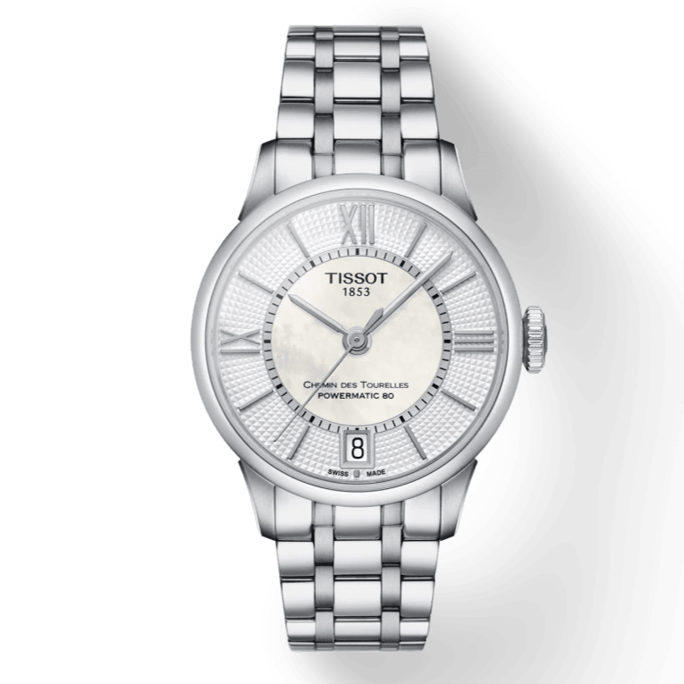 Tissot Chemin Des Tourelles Powermatic 80 Lady Silver Dial Silver Steel Strap Watch For Women - T099.207.11.118.00