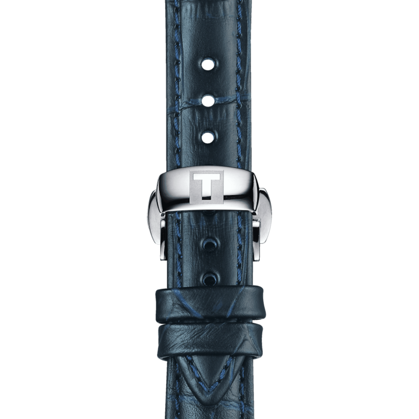 Tissot Chemin Des Tourelles Powermatic 80 Lady Blue Dial Blue Leather Strap Watch For Women - T099.207.16.047.00