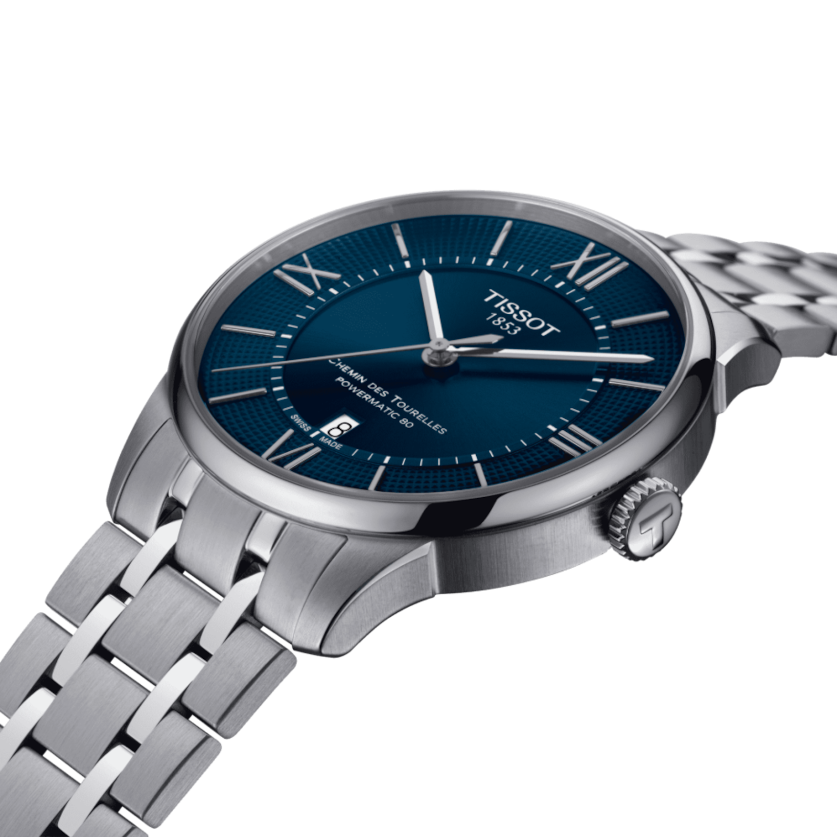 Tissot Chemin Des Tourelles Powermatic 80 Lady Blue Dial Silver Steel Strap Watch For Women - T099.207.11.048.00
