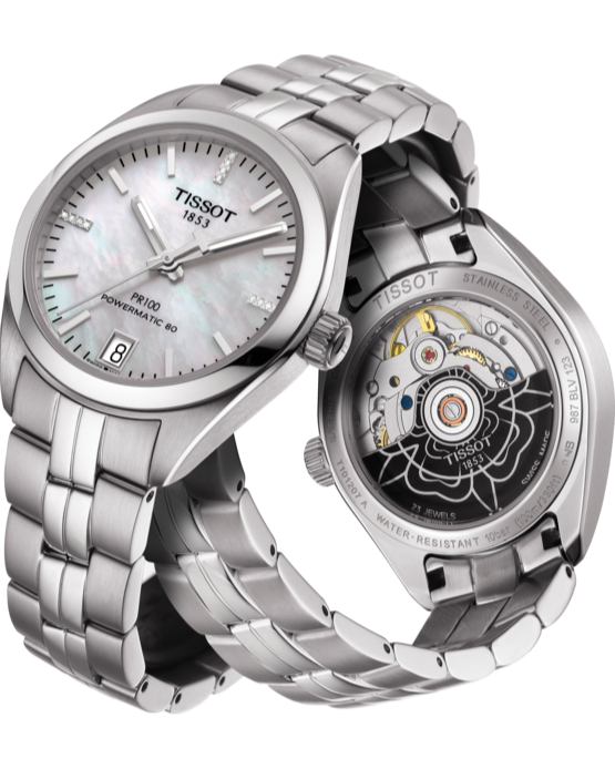 Tissot Chemin Des Tourelles Powermatic 80 Helvetic Silver Dial Silver Steel Strap Watch For Women - T099.207.11.116.00