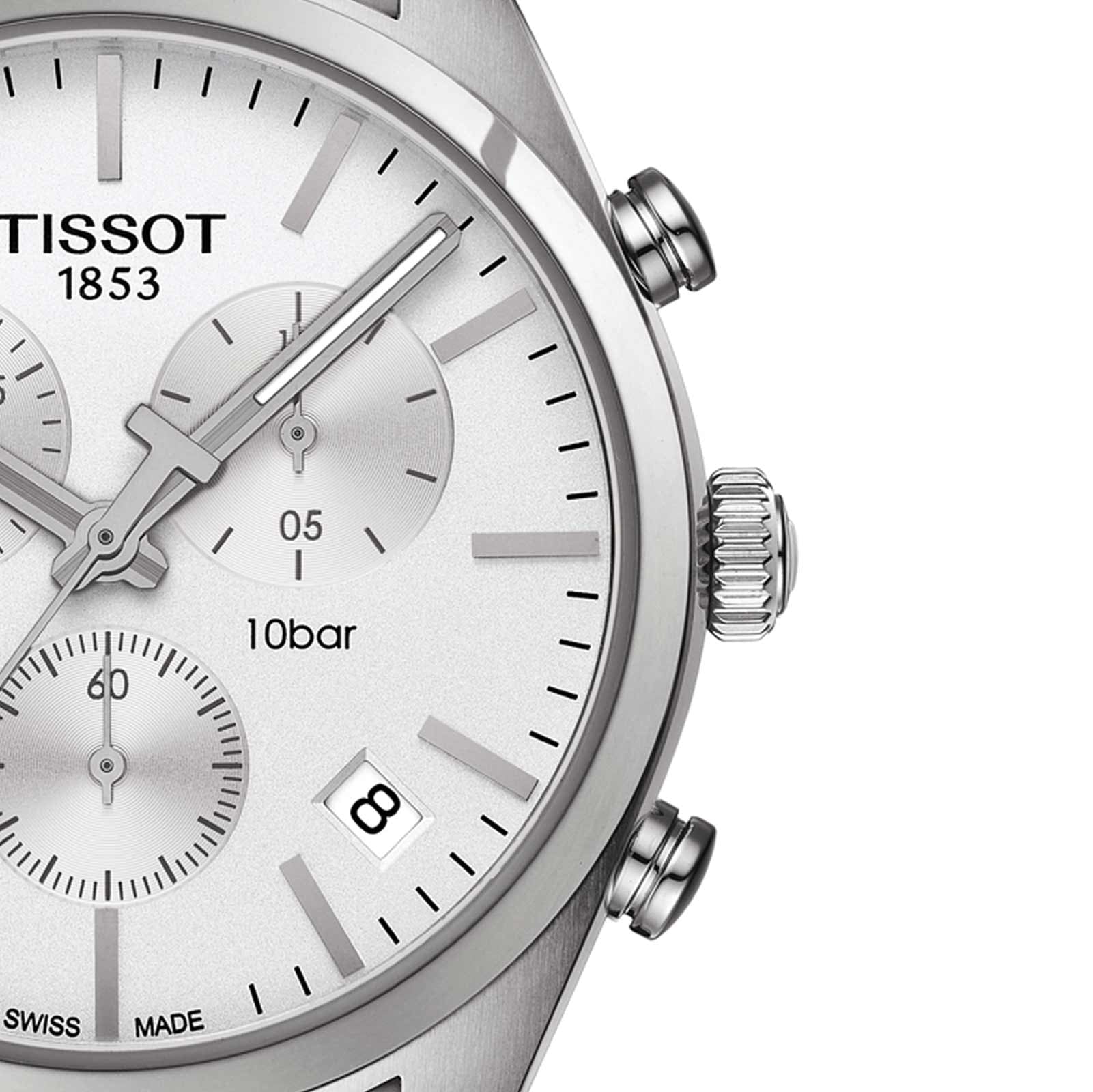 Tissot T Classic PR 100 Chronograph Silver Dial Silver Steel Strap Watch For Men - T101.417.11.031.00