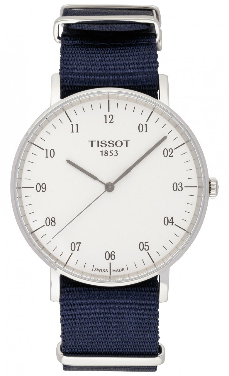 Tissot T Classic Everytime Large White Dial Blue NATO Strap Watch For Men - T109.610.17.037.00