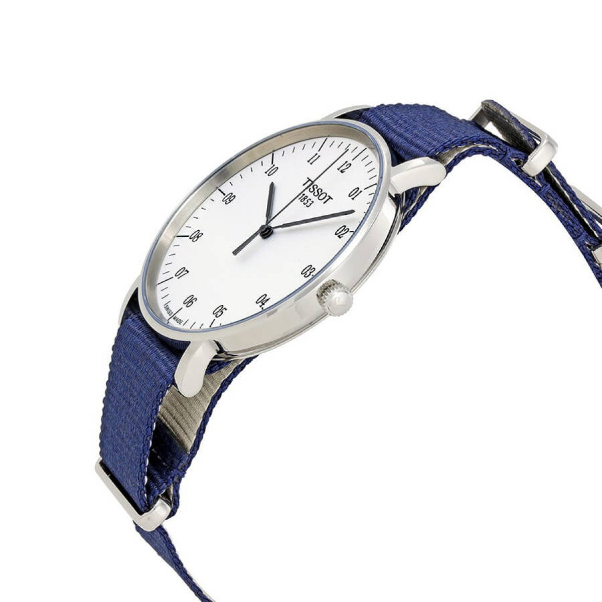 Tissot T Classic Everytime Large White Dial Blue NATO Strap Watch For Men - T109.610.17.037.00