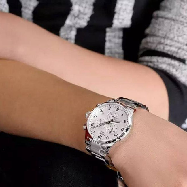 Tissot Chrono XL Classic Silver Dial Silver Steel Strap Watch For Men - T116.617.11.037.00