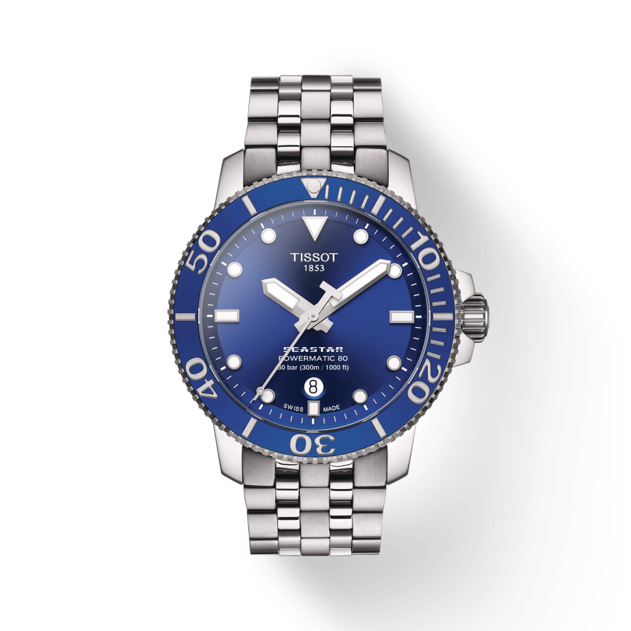 Tissot Seastar 1000 Powermatic 80 Blue Dial Silver Steel Strap Watch For Men - T120.407.11.041.00