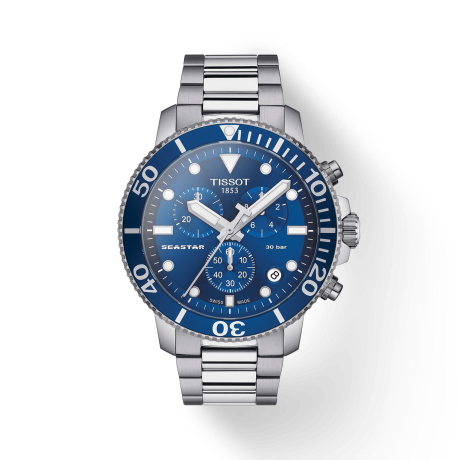 Tissot Seastar 1000 Chronograph Blue Dial Silver Steel Strap Watch For Men - T120.417.11.041.00