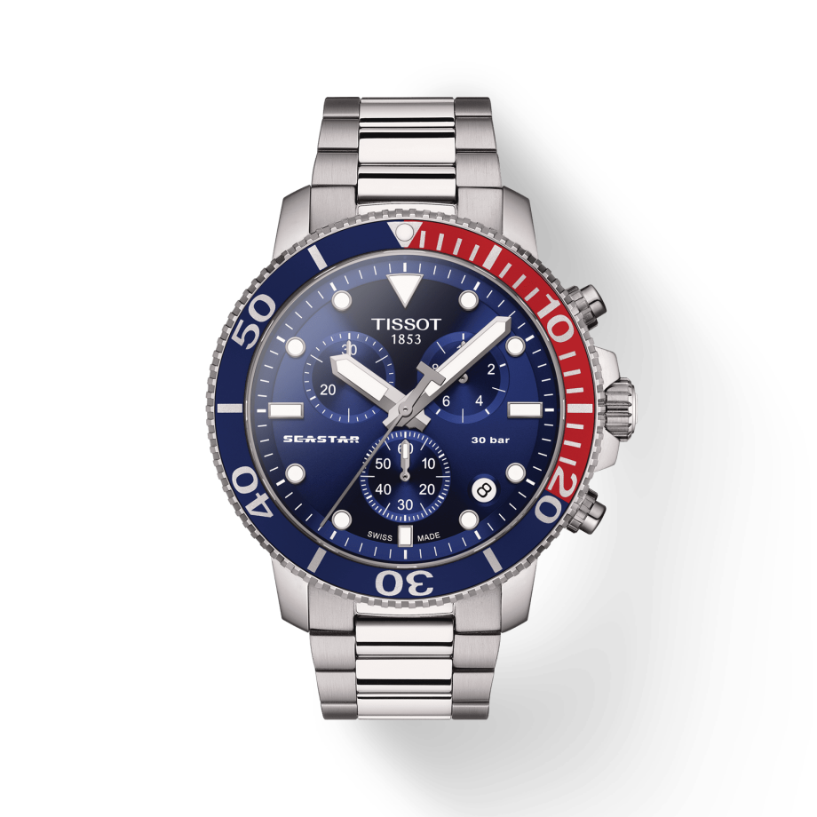 Tissot Seastar 1000 Chronograph Blue Dial Silver Steel Strap Watch For Men - T120.417.11.041.03