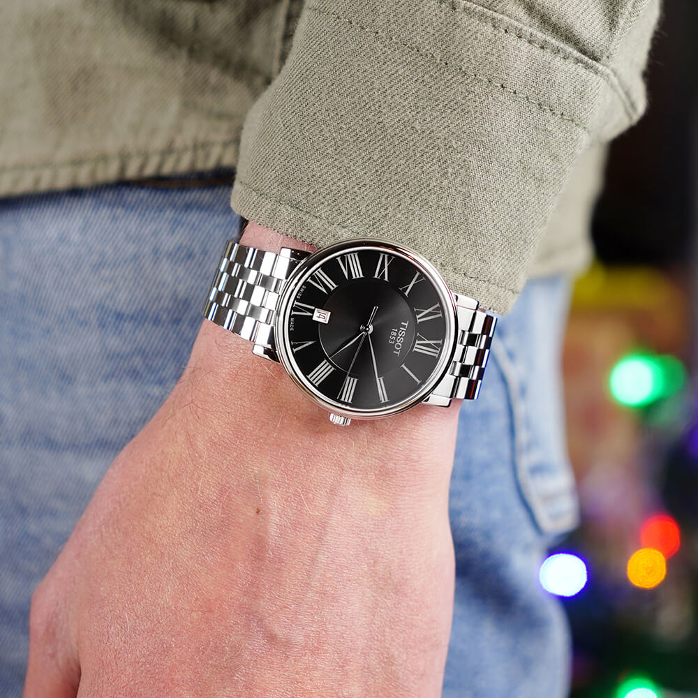 Tissot Carson Premium Black Dial Silver Steel Strap Watch For Men - T122.410.11.053.00