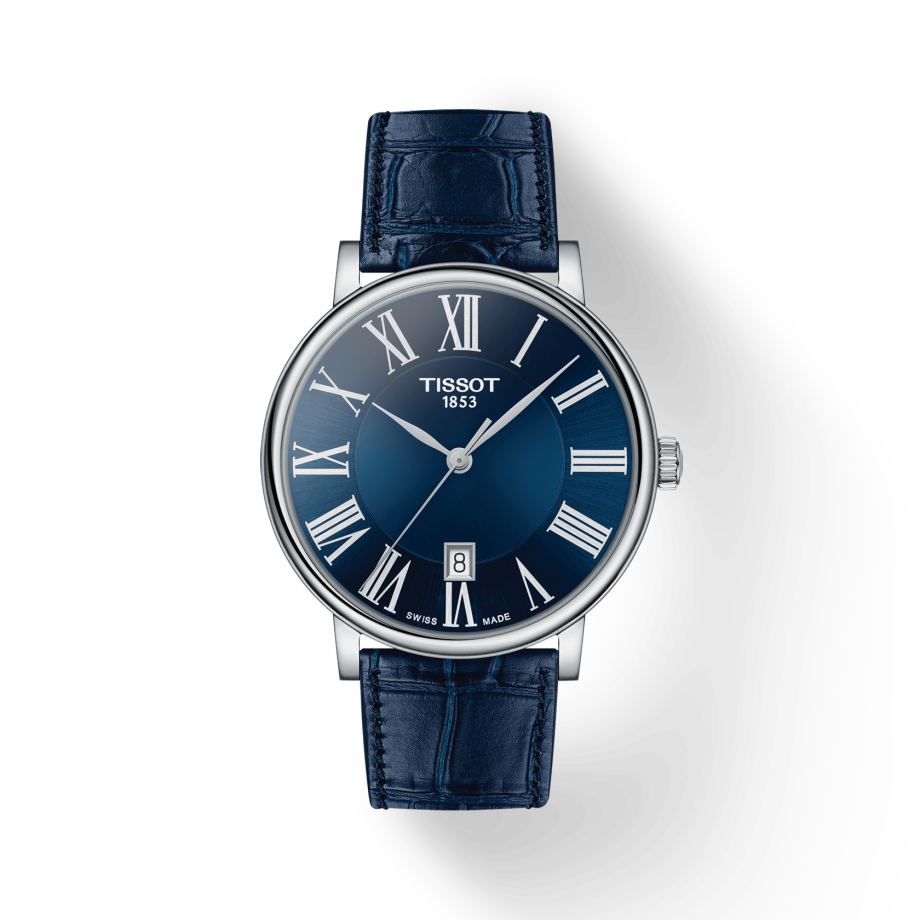 Tissot Carson Premium Blue Dial Blue Leather Strap Watch For Men - T122.410.16.043.00