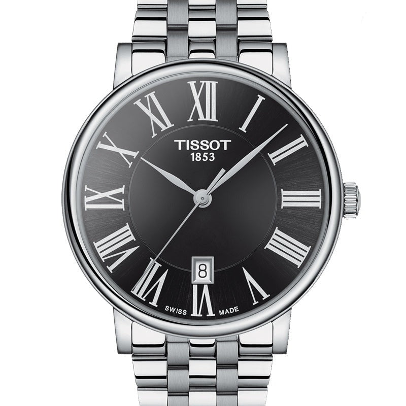Tissot Carson Premium Black Dial Silver Steel Strap Watch For Men - T122.410.11.053.00