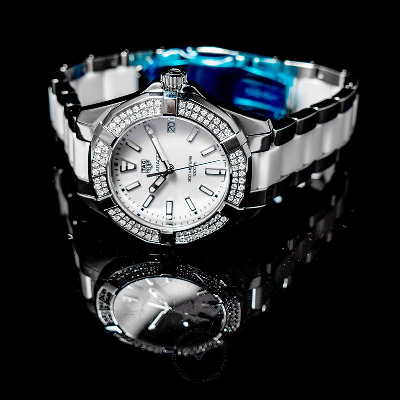 Tag Heuer Aquaracer Diamonds White Dial Two Tone Steel Strap Watch for Women - WAY131F.BA0914