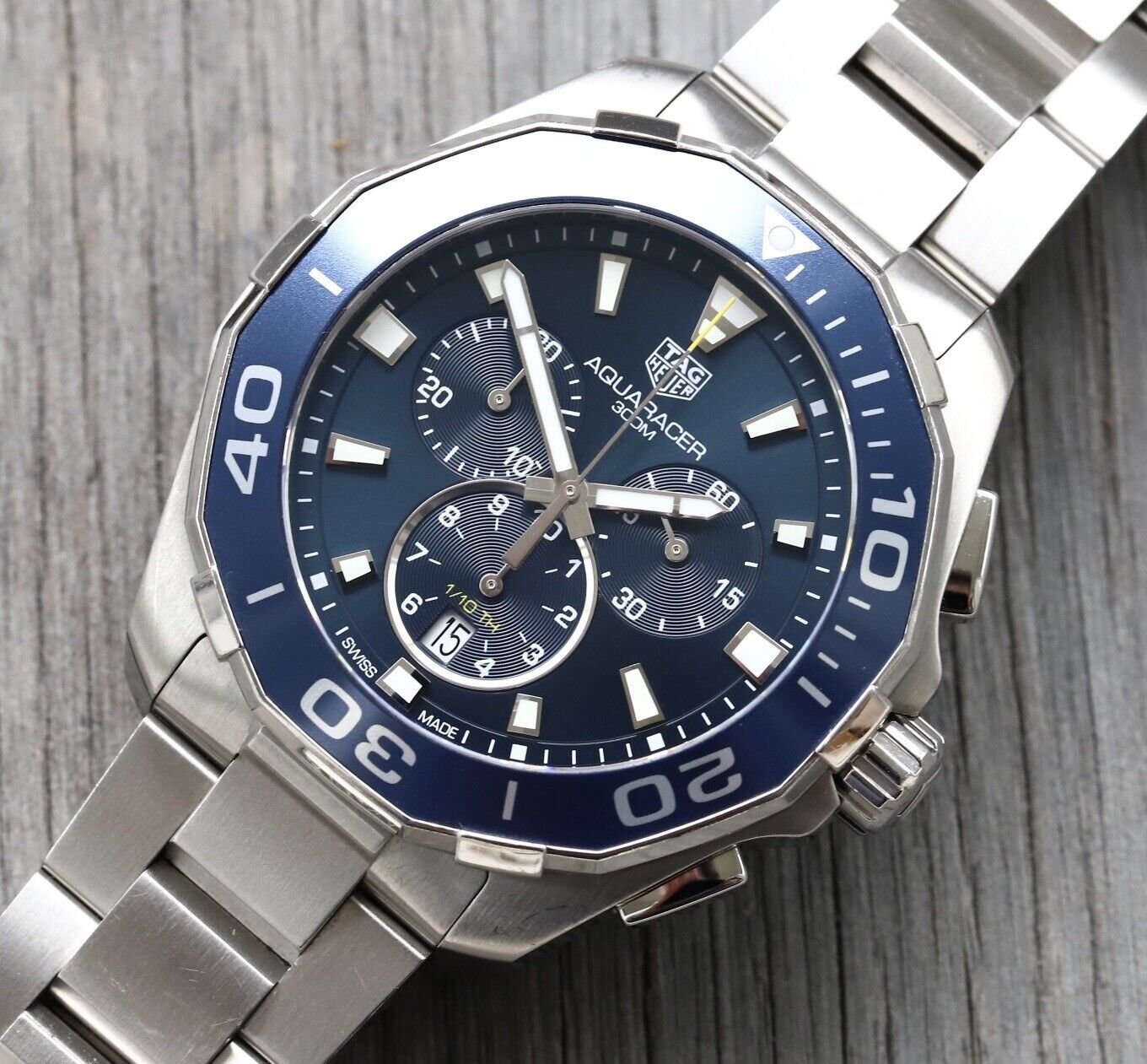Tag Heuer Aquaracer Blue Dial SIlver Steel Strap Watch for Men - CAY111B.BA0927