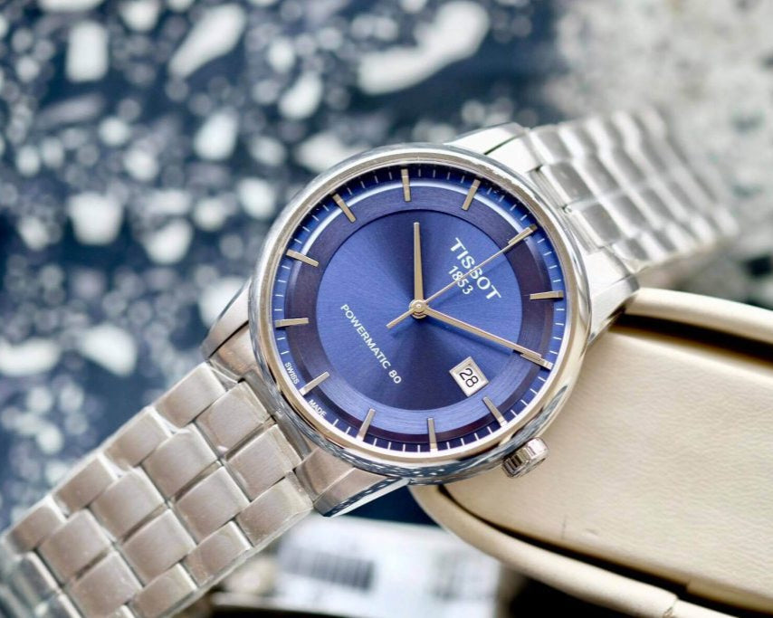 Tissot Luxury Powermatic 80 Blue Dial Silver Steel Strap Watch For Men - T086.407.11.041.00
