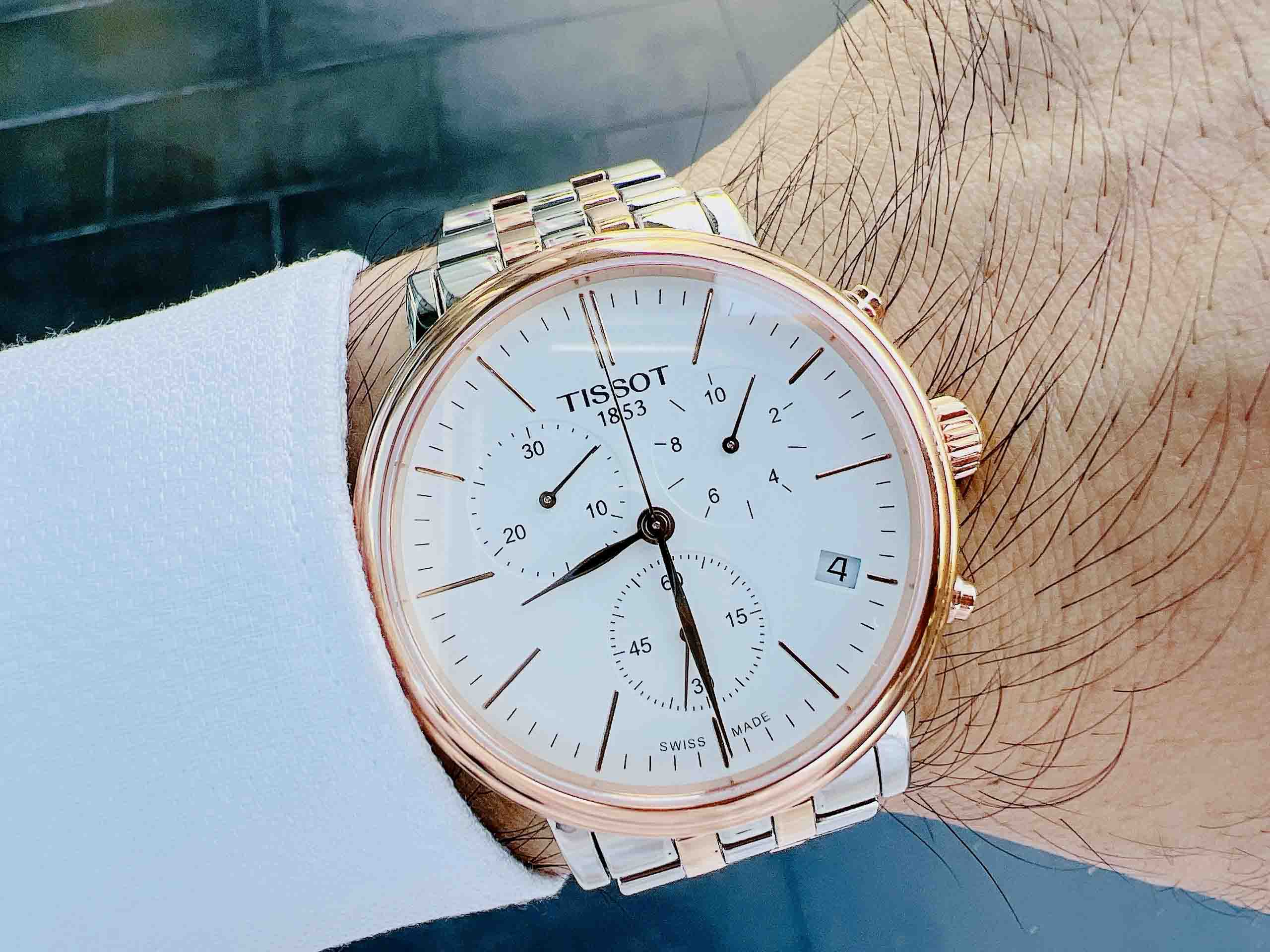 Tissot Carson Premium Chronograph White Dial Two Tone Steel Strap Watch For Men - T122.417.22.011.00